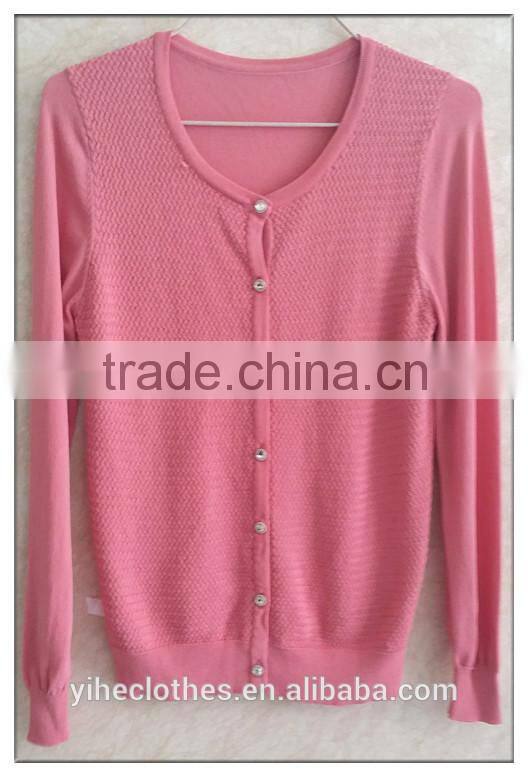 Plaid women knitting wear watermelon red women long sleeve sweater top o-neck cardigan