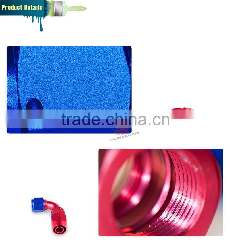 Aluminum oil cooler fitting 90 degree resuable hose end fuel line hose end fitting adaptor cutter shape blue and red 40-090-10