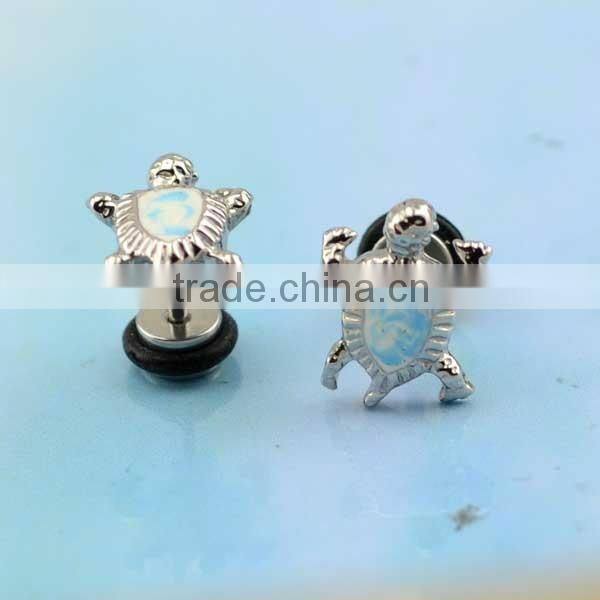 2016 new wholesale fashion surgical steel stud earrings with casting tortoise