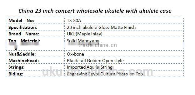 TS30A China 23'' concert wholesale ukulele China ukulele with ukulele parts