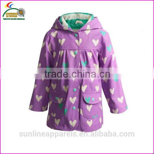 cute pu rainwears childs with hood