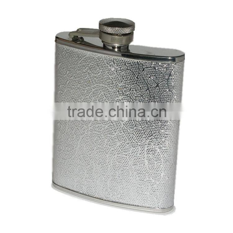 Promotional Portable PU Customized Logo Embossed Hip Flask 6oz
