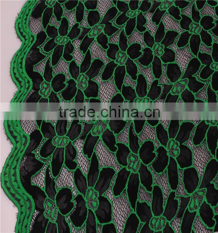 Fluorescent Green Fancy French chantilly Lace fabric