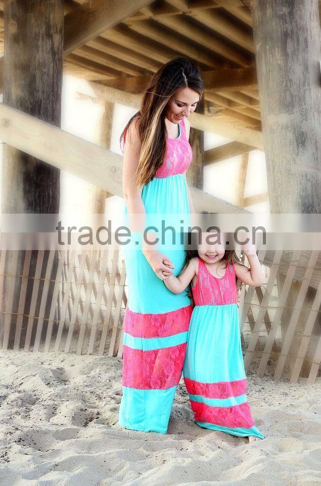 2015 hot selling family clothes, mother and child/daughter dress clothing design set, mommy and me maxi dress