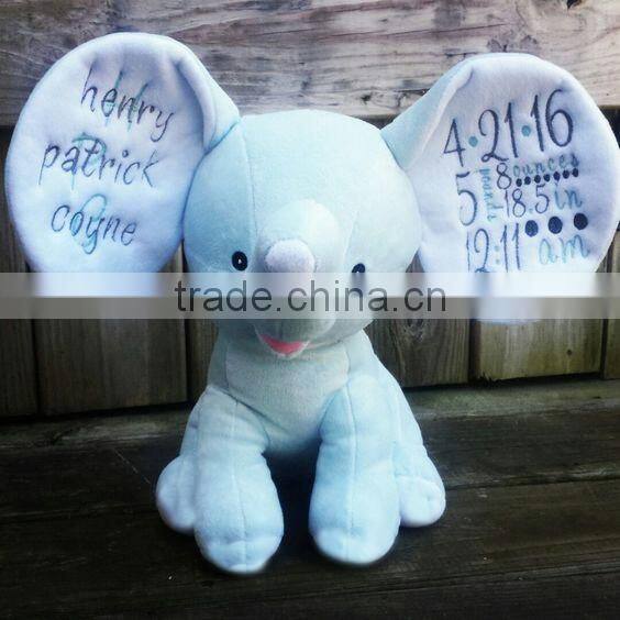 Monogrammed Baby Gift Personalized Embroidered Plush Elephant Birth Announcement
