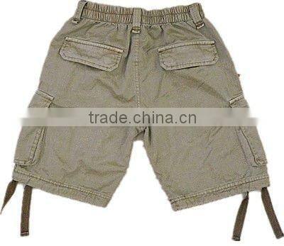 cheap children Garment Dyed cargo short pant with embroidery with elastic waistband