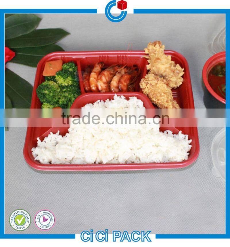 wholesale 4-compartment Bento Lunch Box,Disposable Safe Kitchen product Plastic Food Container