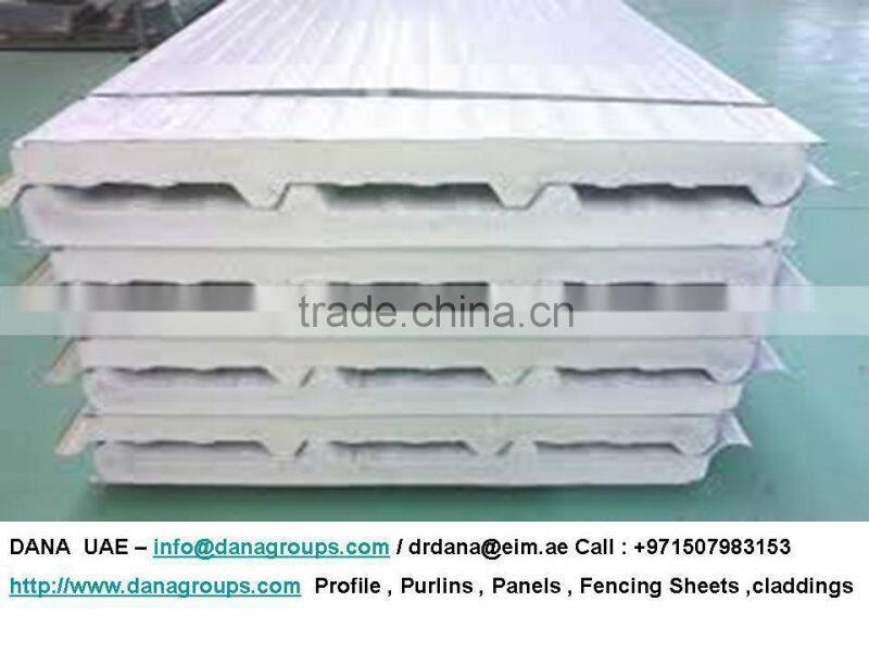 Insulated Sandwich PU Panels for Roof , wall , Ceiling , Floor in UAE , Dubai , Abu Dhabi , Sharjah , Qatar