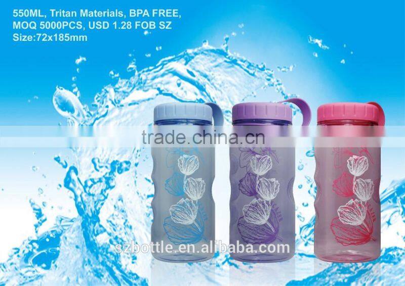 high quality tritan 550ml bottle bpa free spots plastic bottle water bottle