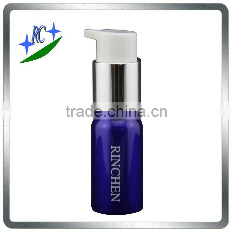 50ml blue color aluminum bottle with metal pump