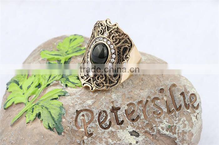 Best selling 1 dollar product gold plated zinc alloy resin single stone finger ring