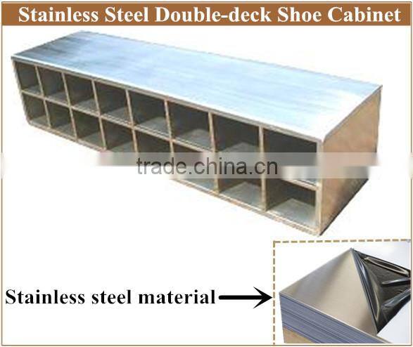 Stainless steel shoe cabinet double-deck single or double sided