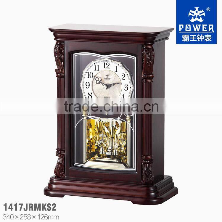 wooden rotating pendulum table clock