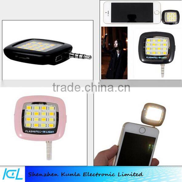Camera Flash Light For IOS Android Mini Portable 3.5mm Jack Smart Selfie 16 LED Camera Flash Light