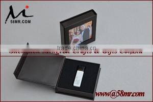 Leather-Paper USB Flash Drive Packaging Gift Box Cover with Window