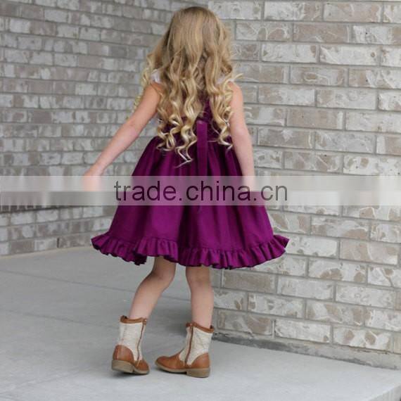 Children vintage dress girl lace trim cotton dress summer kids frock