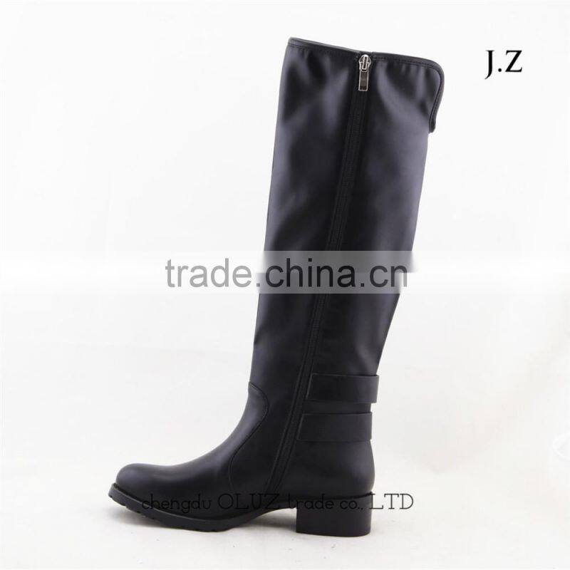 LQEB31 Genuine Leather upper Buckle Straps High Rubber Rain Riding Boots Shoes for women