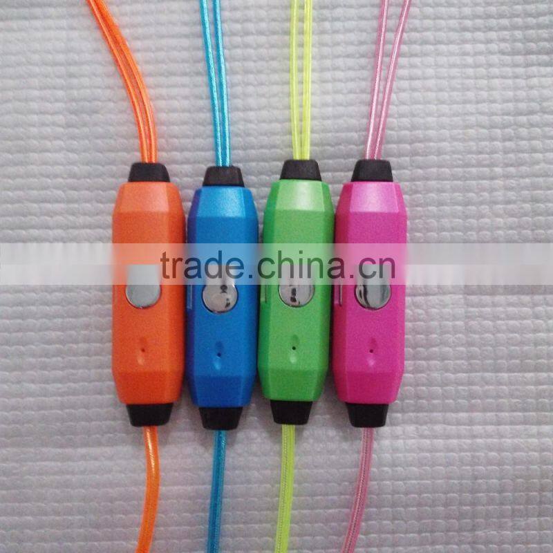 EL led flowing earphone / EL LED Visible Light Flowing IN-Ear Stereo Earphone el wire flash earphone