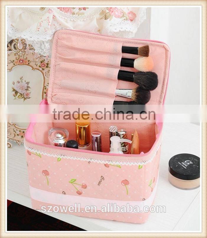 Hot cosmetic cases promotional bag lovely pink cherry big cosmetic case for lady