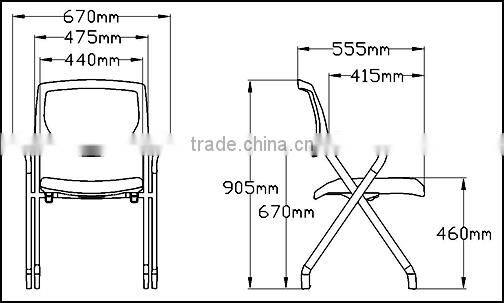 893XAHLY ISO stackable folding writing table chair for office