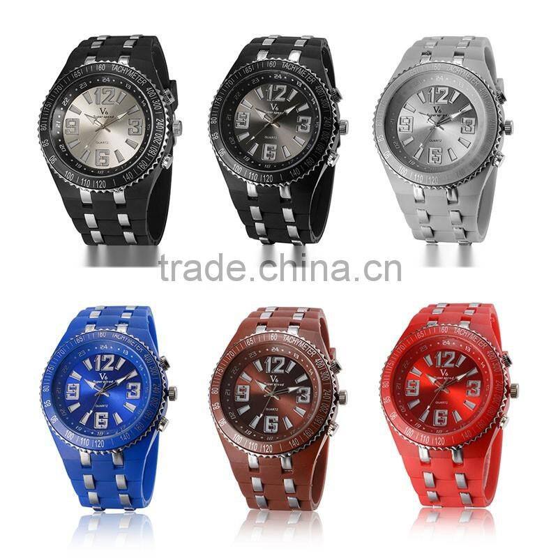 WJ-5414 big face silicone trendy attractive top brand V6 night luminous men and women watch