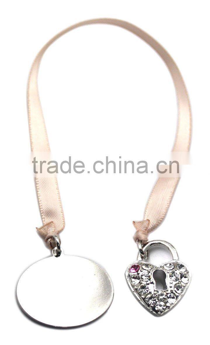 custom metal flower shaped Bookmarks with Ribbon, Made of Alloy and Crystal