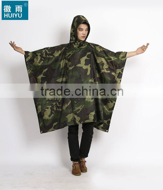OEM factory 100% polyester or oxford raincoat army rain poncho military outdoor workplace bicycle motorcycle raincoat