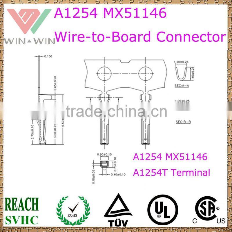 1.25mm pitch A1254 MX51146 Electronic Wire to Board Connector