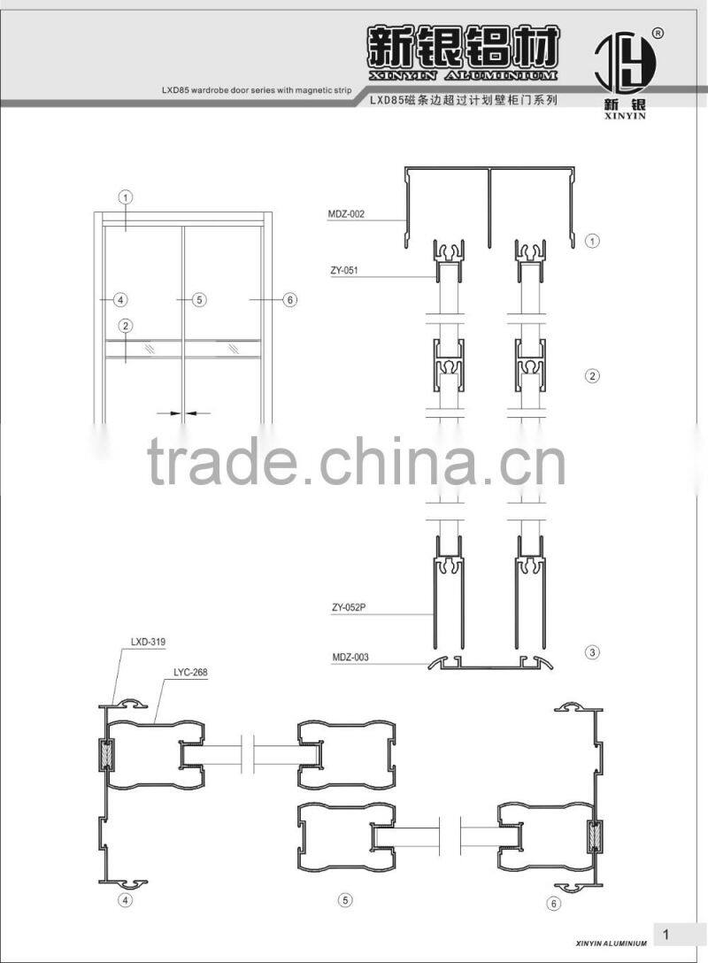 aluminium profile sliding wardrobe door