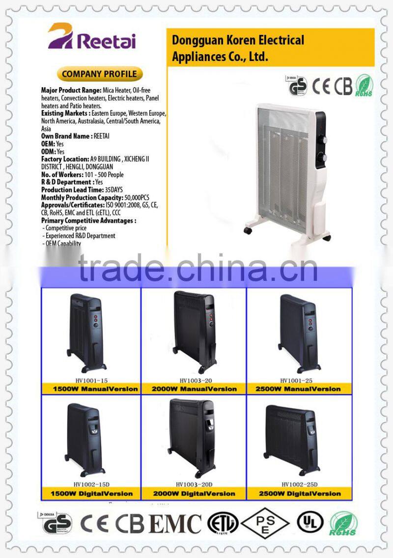 2015 New model electric heater with mica heating element