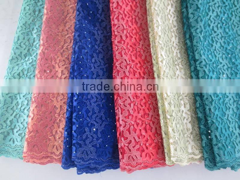 korea Tulle lace African embroidered tulle lace beaded tulle fabric