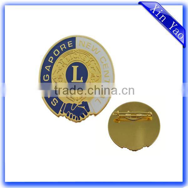 Customized zinc alloy gold plating enamel eagle embossed pin badge