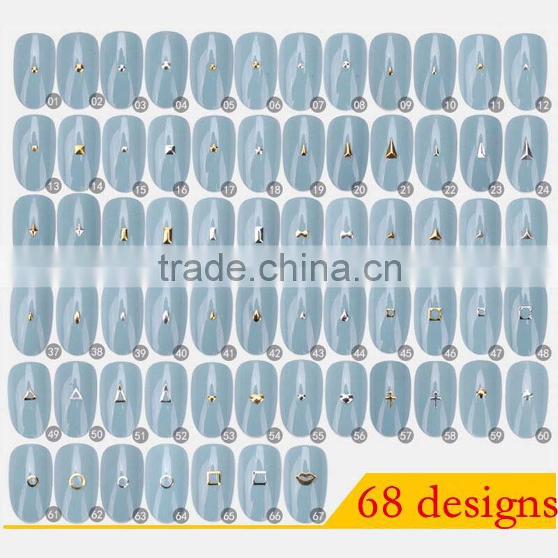 2016 New Arrival Gold and Silver Rivet 3D Nail Stencil Round Neon Metal Stud Nail Rhinestone Gem