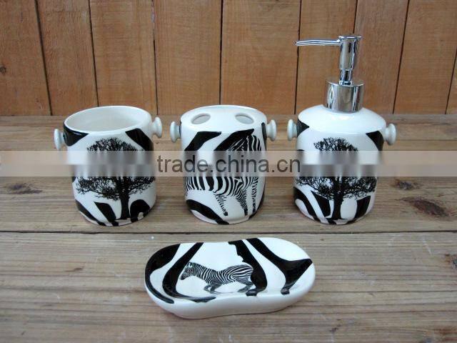 Black Tree and Zebras Decal Ceramic Flower Planter with Three Sizes