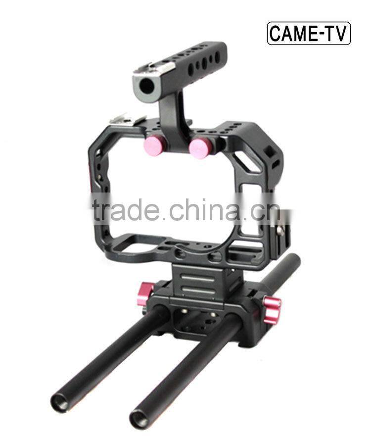 CAME-TV Alpha A7S Camera Cage DSLR Rig with Top Handle 15mm Rod Adapter