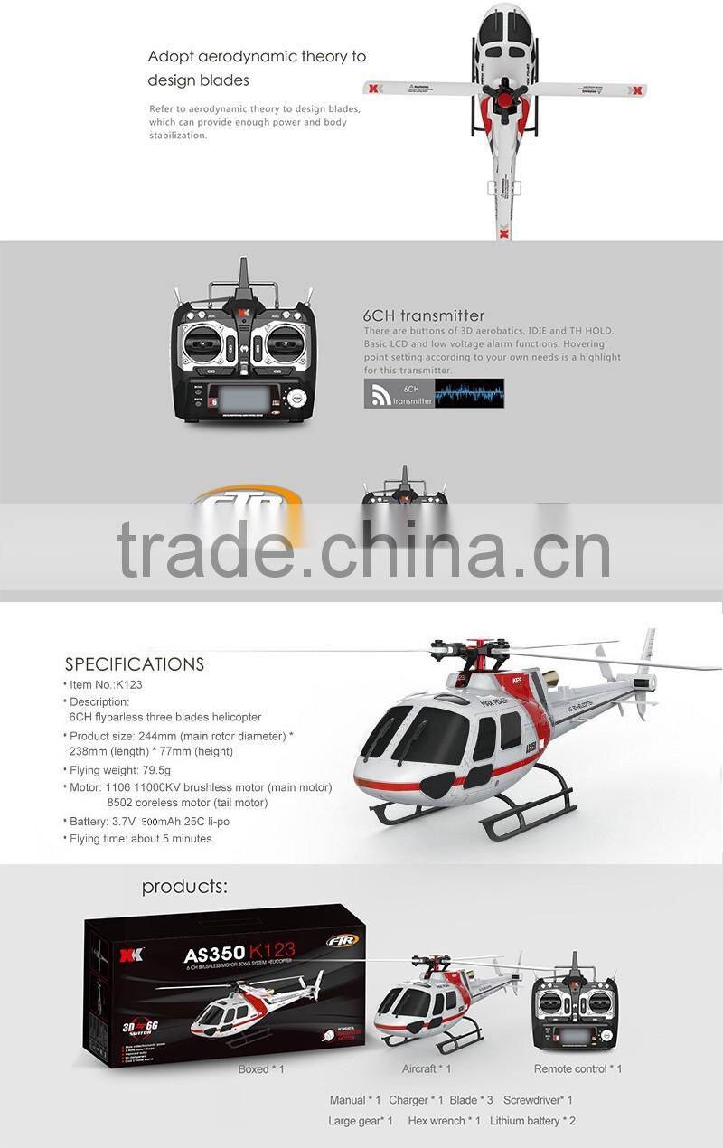 Best Rc Helicopter XK K123 6CH 3D6G system brushless motor helicopter toys