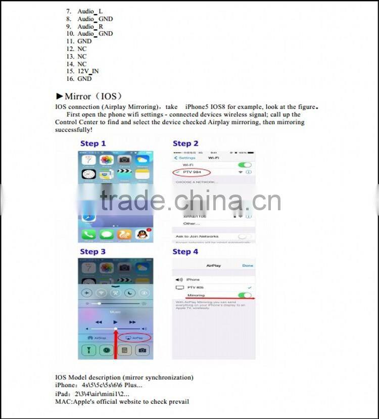 PCBA of PTV780 OEM/ODM Wifi miracast box mirror cast for Car Navigations