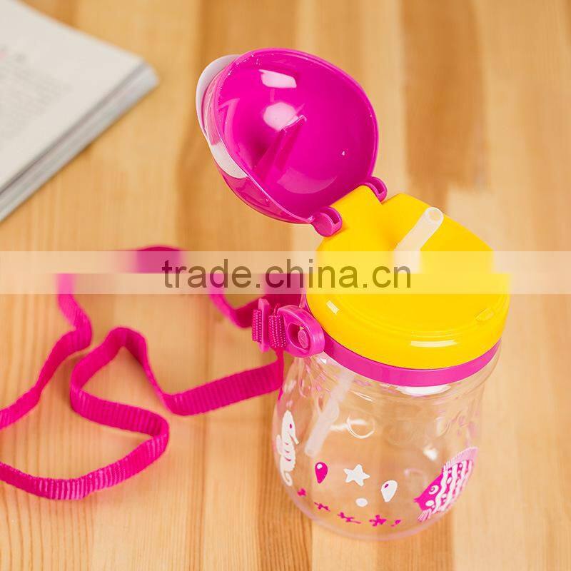 2016 Wholesale sports Plastic Water Bottle with straw/Unique drink bottle bpa free