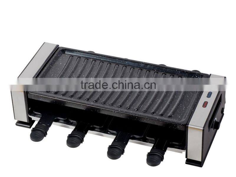 Professional electric cooker grill , somkeless 1200W Electric raclette grill for 8 person