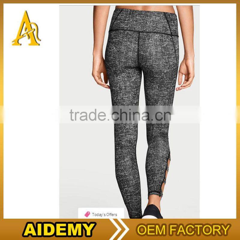 Hot Selling Ladies Comfortable Stretchy Black Vertical Line Leggings Sport Fitness