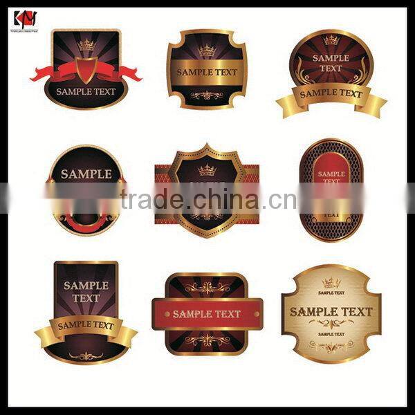 Red Foil Stamping Wine Bottle Label Sticker For Battle Beverage