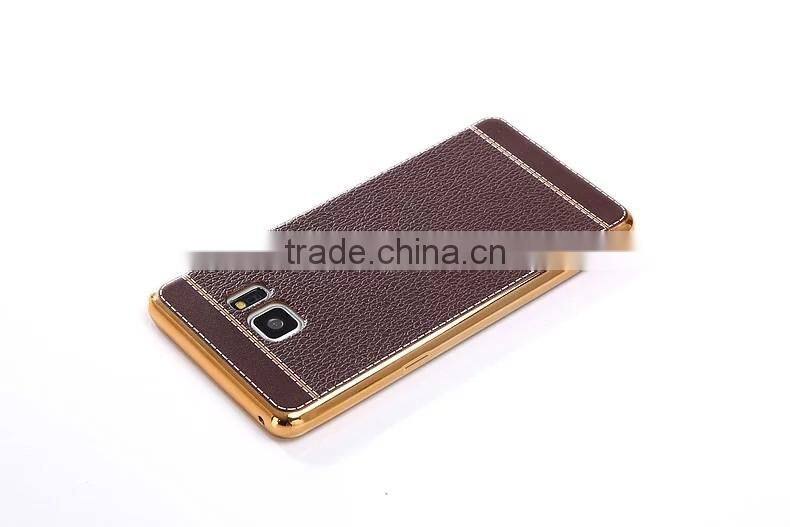 Wholesale price for Samsung galaxy note 7 electroplate tpu case with litchi leather skin cover