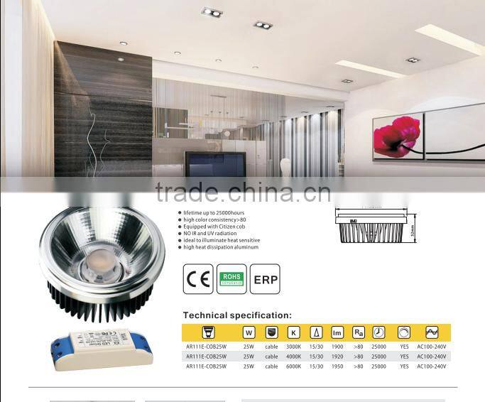 High quality COB 25W AR111 led spotlight lamp high power