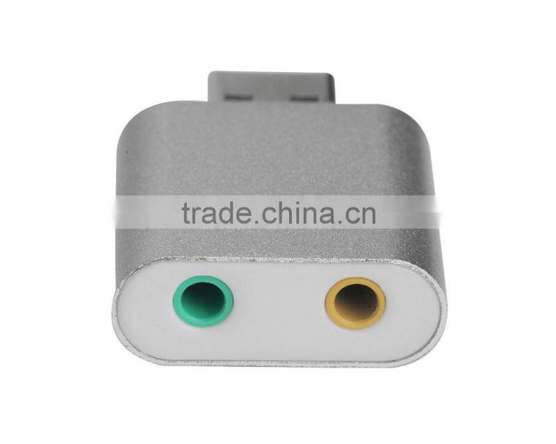 Portable Aluminum External USB Audio Adapter Sound Card driver with Stereo Headphone/Speaker