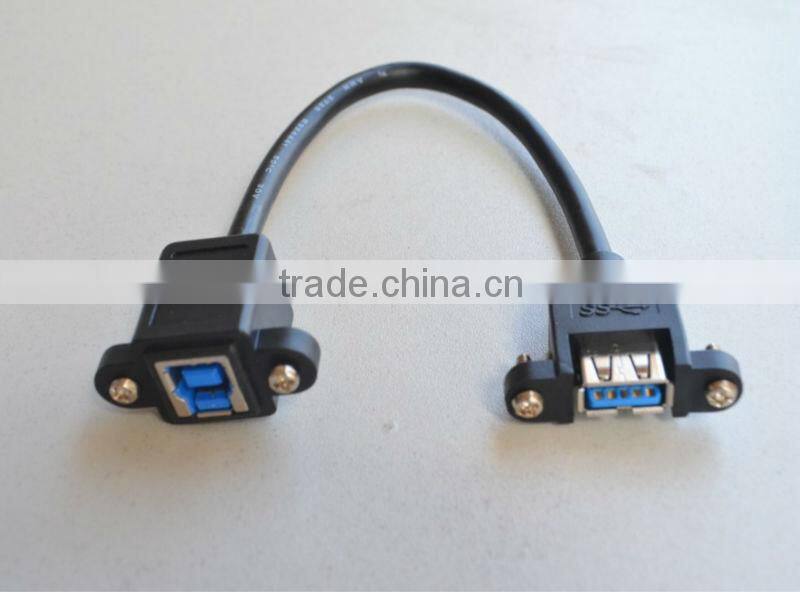 USB 3.0 B FEMALE screwed cable to USB 3.0 A Female PANEL MOUNT CABLE