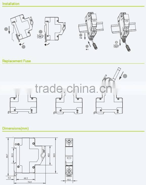 10A PV DC Fuse Holder for solar combiner box components