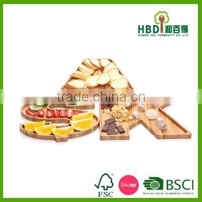 Hot new products for 2016 Letter bamboo snack tray wholesale
