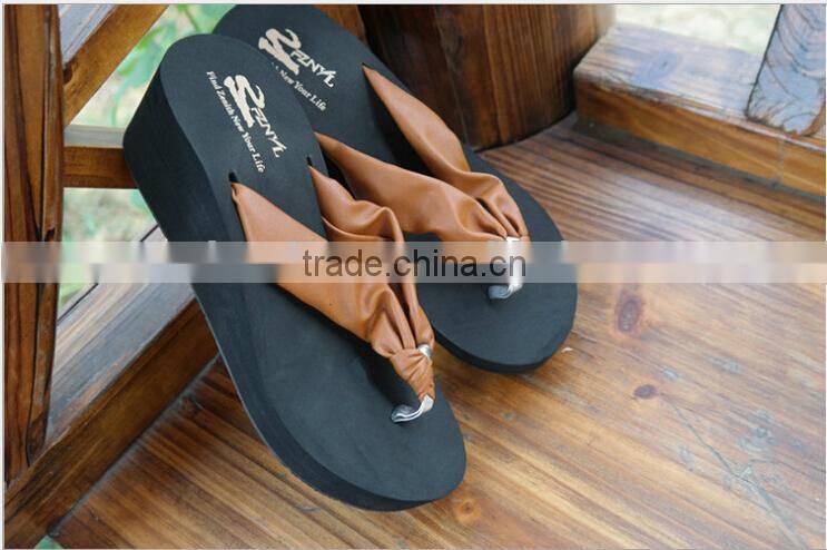 2015 girl eva beach mid heel wedge flip flops pu strap