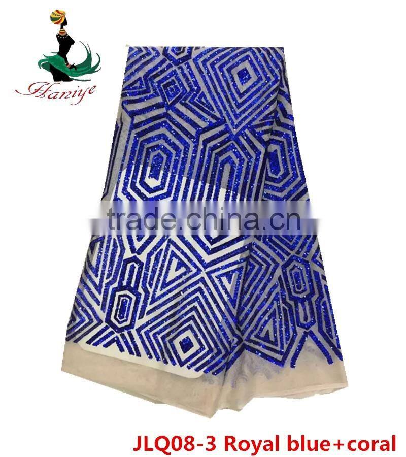 Haniye JLQ08-3/Newest african net lace with sequins high quality african tulle lace fabric