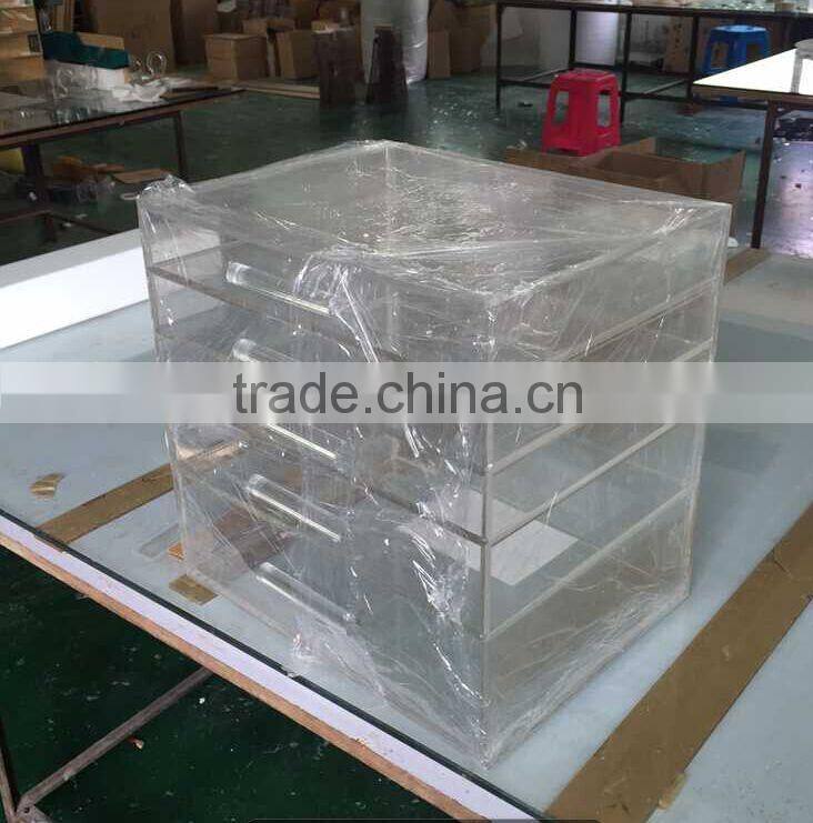 clear acrylic 4 tier plastic storage drawer multi-drawer